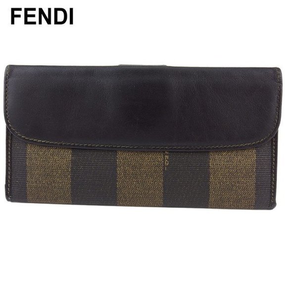 Fendi long black Wallet beige Pecan leather - Picture 1 of 6